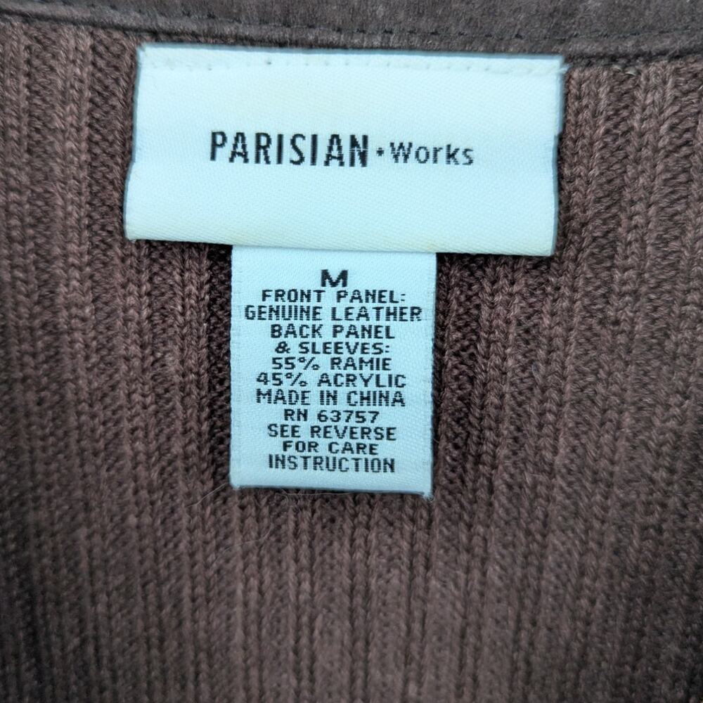 Vtg Patchwork Leather Jacket Sz Medium Ribbed Kni… - image 5